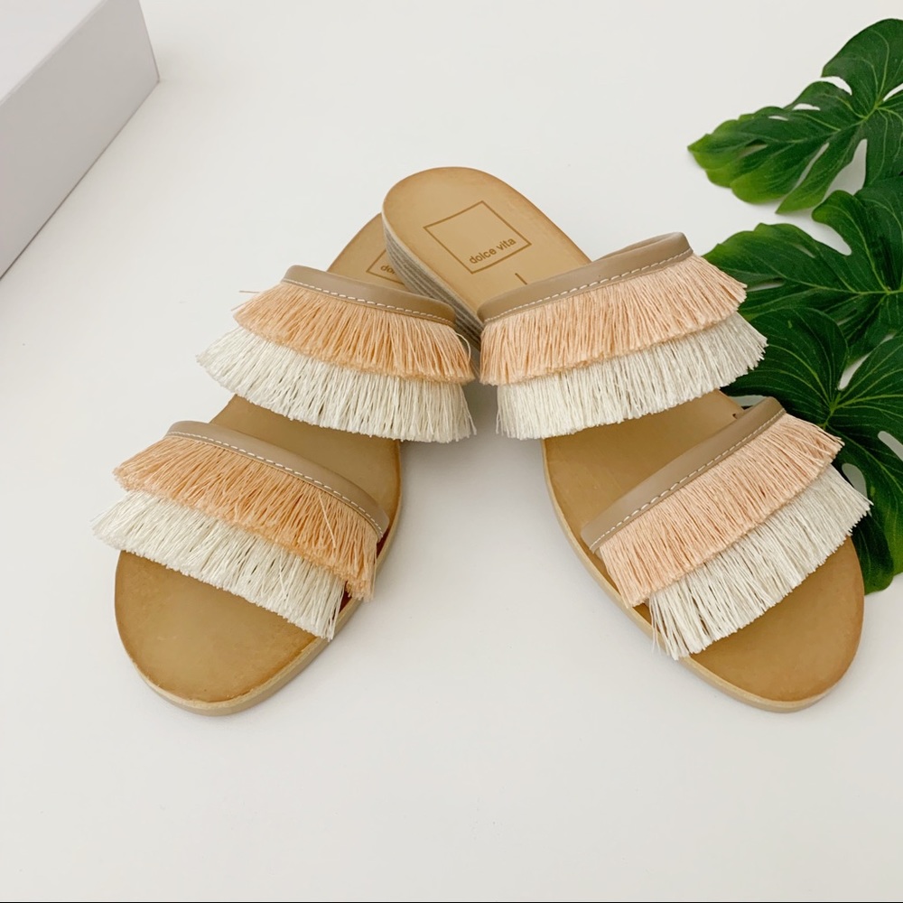Dolce Vita Fringe Slide on Sandal with Wedge - Picture 3 of 6